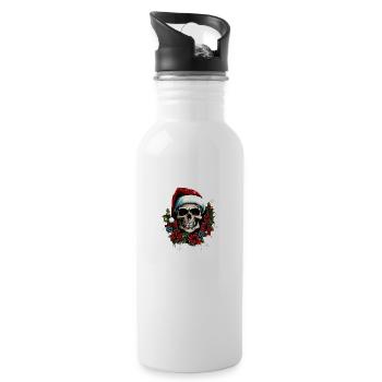 christmas skull - Trinkflasche mit integriertem Trinkhalm - Weiß - Rechts