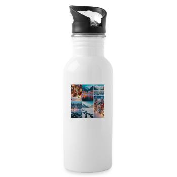Christmas at the lake - Water bottle with straw - white - Right