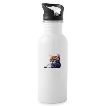 Propriétaire de chat Chat domestique Chat Chat siamois Chaton - Gourde avec paille intégrée - blanc - Droite