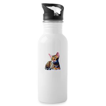 Bengal Cat Owner Cat Kitten - Water bottle with straw - white - Right