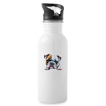 Dogs English Bulldog Dog Mastiff Dog Owner - Water bottle with straw - white - Right