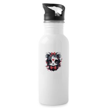 Cute Teddy Bear Girl - Water bottle with straw - white - Right