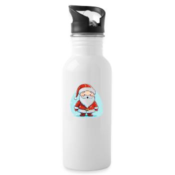 Weihnachtsmann - Trinkflasche mit integriertem Trinkhalm - Weiß - Rechts