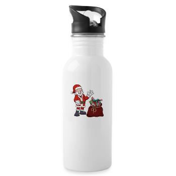 Père Noël avec sac de cadeaux - Gourde avec paille intégrée - blanc - Droite