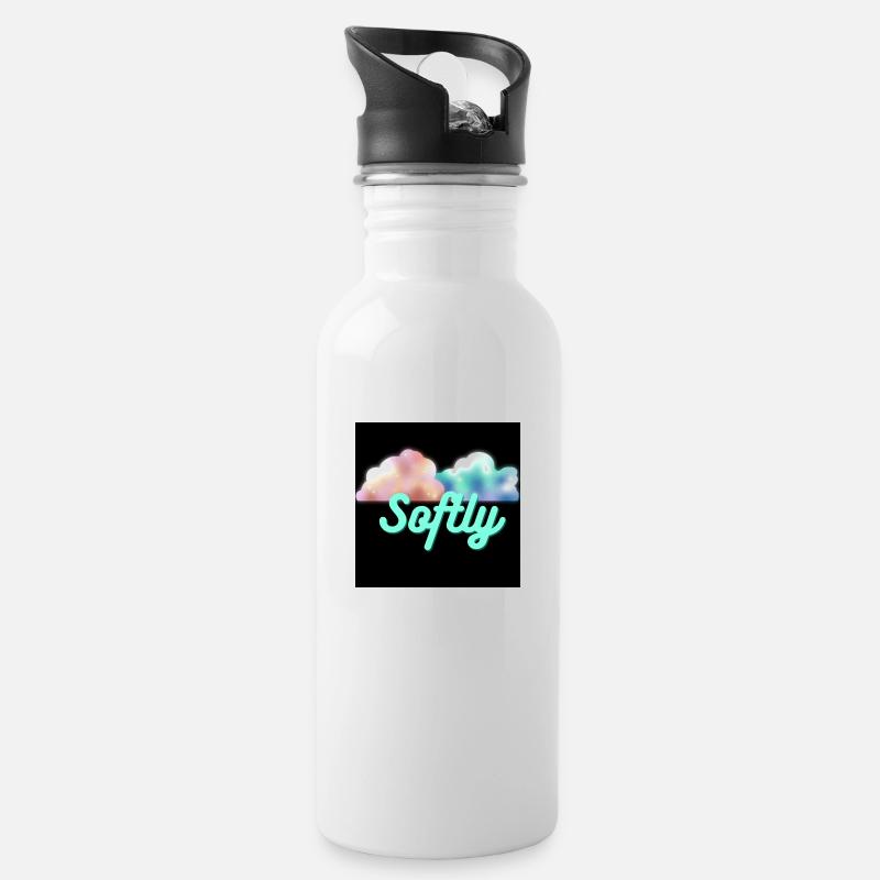 Softly Clouds - Trinkflasche mit integriertem Trinkhalm - Weiß