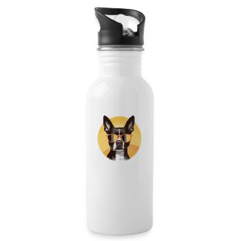 Terrier de Boston 2 - Gourde avec paille intégrée - blanc - Droite