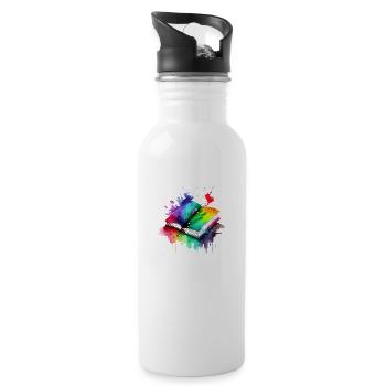 Buch Lesen Bücher Leser Geschenk Buchliebhaber - Trinkflasche mit integriertem Trinkhalm - Weiß - Rechts