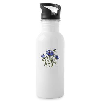 Flowers - Water bottle with straw - white - Right