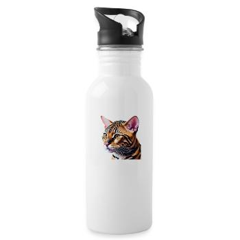 Bengal Cat Kitten Bengal Kitten Cat Owner - Water bottle with straw - white - Right