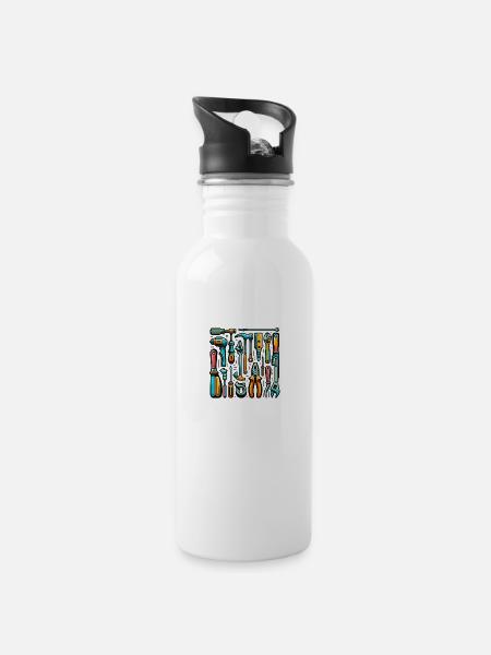 Collection of various tools - Water bottle with straw - white