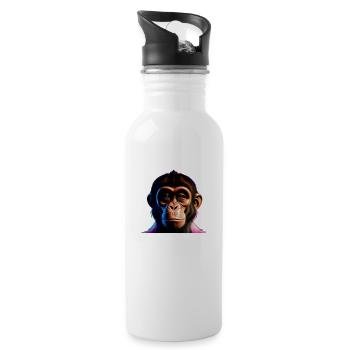 Frecher Affe - Trinkflasche mit integriertem Trinkhalm - Weiß - Rechts