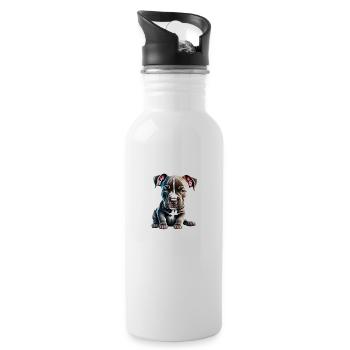 Staffordshire Bullterrier Hundebesitzer Hund Hunde - Trinkflasche mit integriertem Trinkhalm - Weiß - Rechts