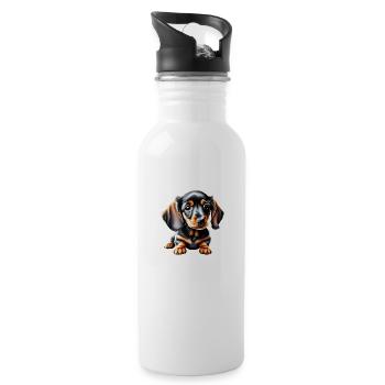 Dachshund Hund Dackelwelpe Hundehalter Hunde - Trinkflasche mit integriertem Trinkhalm - Weiß - Rechts