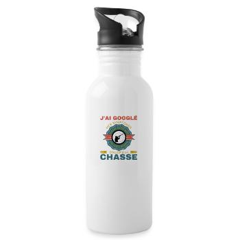 Chasse chasseur j'ai gouglé mes symptômes - Gourde avec paille intégrée - blanc - Droite