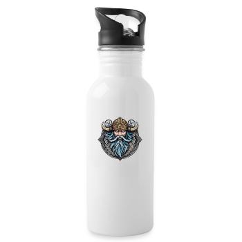 Viking Odin Thor Valhalla - Water bottle with straw - white - Right