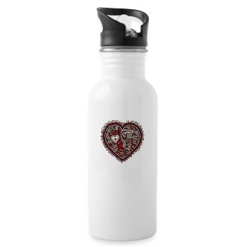 Herz Liebe - Trinkflasche mit integriertem Trinkhalm - Weiß - Rechts