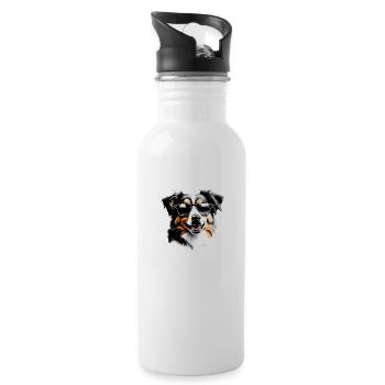 Berger Australien Chien Propriétaire Chien Chiot - Gourde avec paille intégrée - blanc - Droite