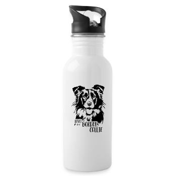 Aimé par un chien Border Collie Chien Wilsigns - Gourde avec paille intégrée - blanc - Droite