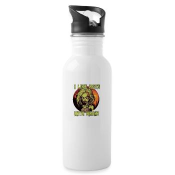 Zombie - I LIKE BOYS WITH BRAIN - Trinkflasche mit integriertem Trinkhalm - Weiß - Rechts