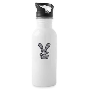 Hase - Trinkflasche mit integriertem Trinkhalm - Weiß - Rechts