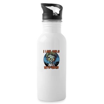 Zombie - I LIKE GIRLS WITH BRAIN - Trinkflasche mit integriertem Trinkhalm - Weiß - Rechts