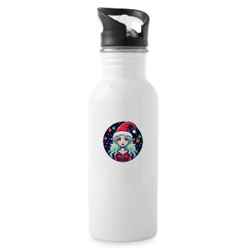 Elf Christmas Illustration - Water bottle with straw - white - Right