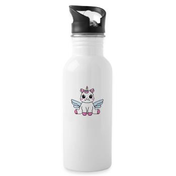 Einhorn Fabelwesen Mädchen Fabeltier Einhörner - Trinkflasche mit integriertem Trinkhalm - Weiß - Rechts