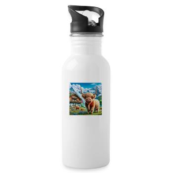 Une délicieuse vache Highland - Gourde avec paille intégrée - blanc - Droite
