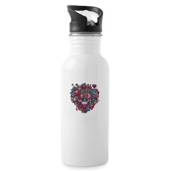 Herz Liebe - Trinkflasche mit integriertem Trinkhalm - Weiß - Rechts