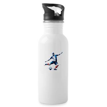 Fussball Frankreich - Trinkflasche mit integriertem Trinkhalm - Weiß - Rechts