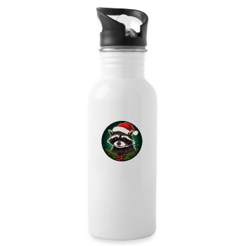Mignon raton laveur père noël souhaite joyeux Noël - Gourde avec paille intégrée - blanc - Droite