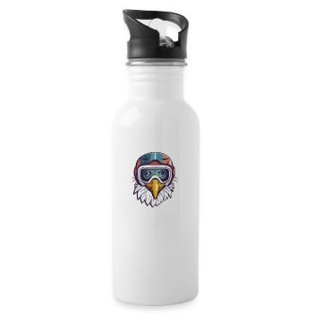 Adler Winter Schnee - Trinkflasche mit integriertem Trinkhalm - Weiß - Rechts