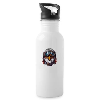 Adler Winter Schnee - Trinkflasche mit integriertem Trinkhalm - Weiß - Rechts