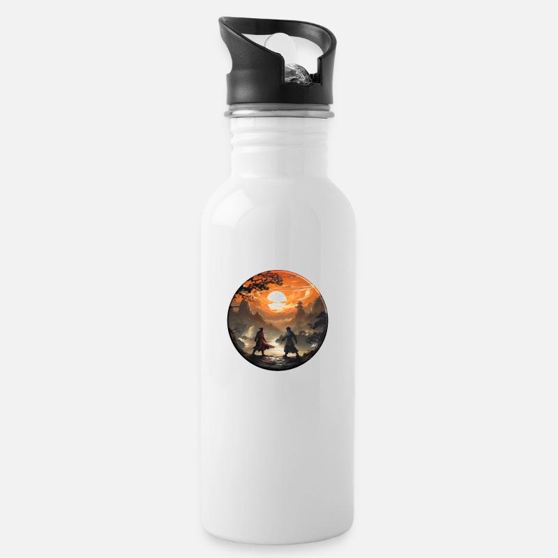 Karate ist Selbstverteidigungskunst - Trinkflasche mit integriertem Trinkhalm - Weiß
