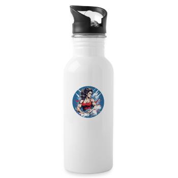 Strong Woman - Water bottle with straw - white - Right