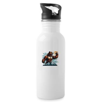 Ours musclé - Gourde avec paille intégrée - blanc - Droite