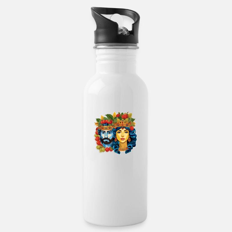 Teste di Moro - Water bottle with straw - white