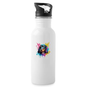 Dachshund Hund Dackelwelpe Hundehalter Hunde - Trinkflasche mit integriertem Trinkhalm - Weiß - Rechts