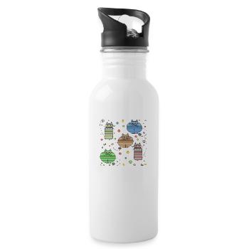 Cats - Water bottle with straw - white - Right
