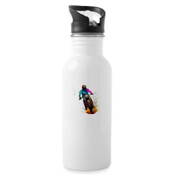 Motorcycle Motorcross Motorcyclist Motorbike Fan - Water bottle with straw - white - Right