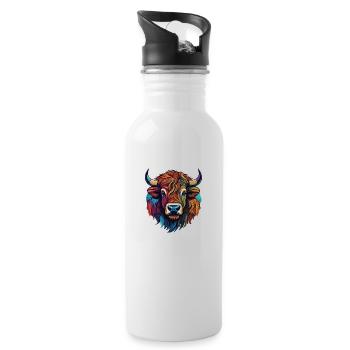 Bison - Trinkflasche mit integriertem Trinkhalm - Weiß - Rechts