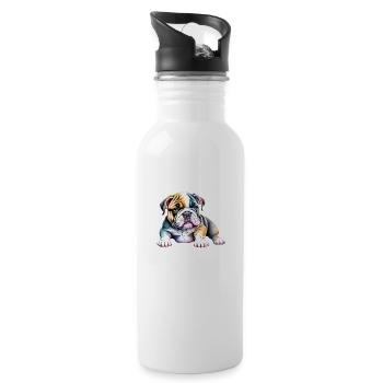 Bouledogue Chiens Propriétaire De Chien Propriétaire De Chien - Gourde avec paille intégrée - blanc - Droite