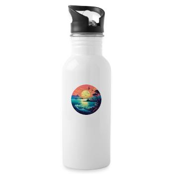 Sunset beach - Water bottle with straw - white - Right