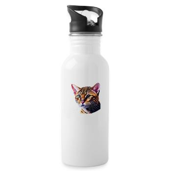 Cat, Pet, Domestic Cat, Kitten, Cat Owner - Water bottle with straw - white - Right