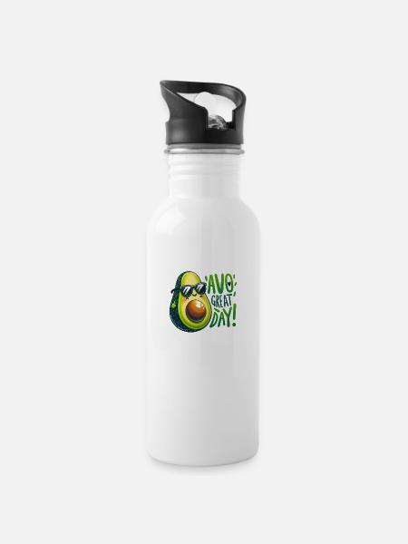 Avo' Great Day! - Trinkflasche mit integriertem Trinkhalm - Weiß