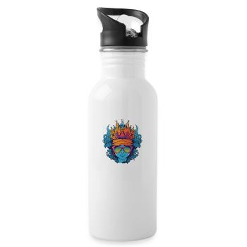Frau Queen wilde Haare - Trinkflasche mit integriertem Trinkhalm - Weiß - Rechts