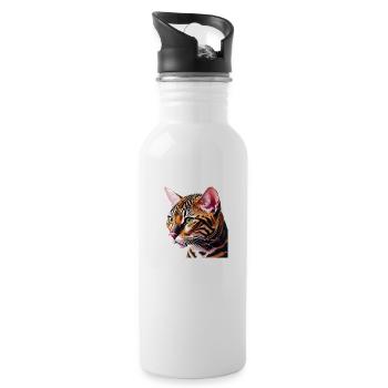 Cat, Cat Owner, Pet, Domestic Cat, Kitten - Water bottle with straw - white - Right