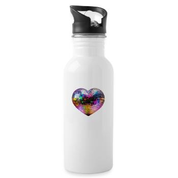 Club Disco Heart - Water bottle with straw - white - Right
