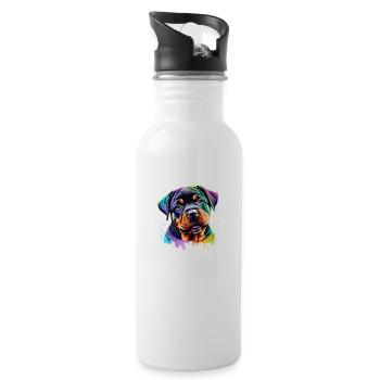 Dog Puppy Rottweiler Rottweiler Puppy Dogs - Water bottle with straw - white - Right
