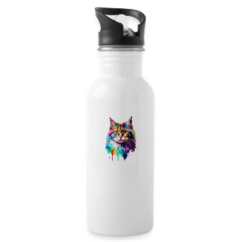 Maine Coon Cat Cat Chat Propriétaire Chaton Chaton - Gourde avec paille intégrée - blanc - Droite